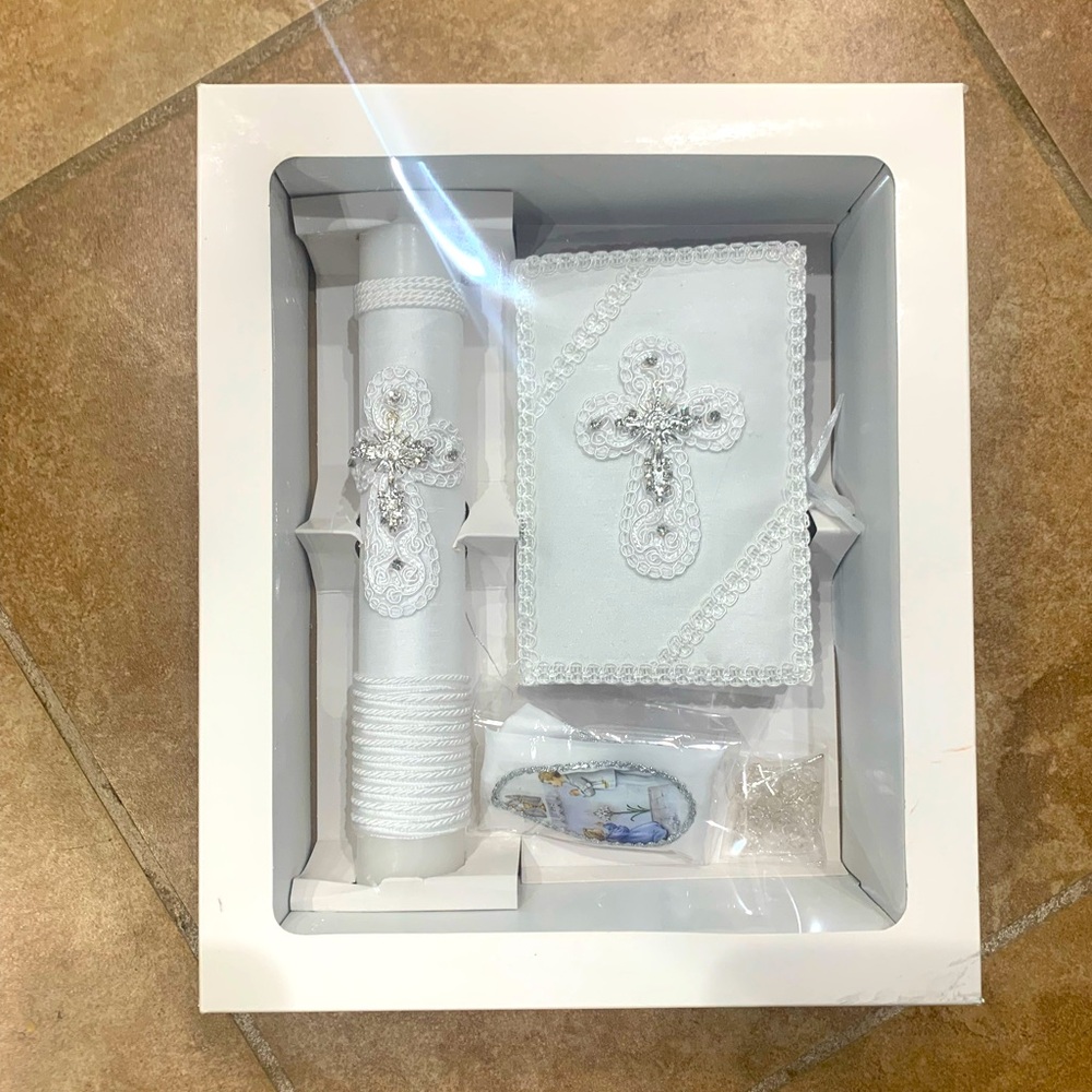 First Communion Candle and Bible for Boy
